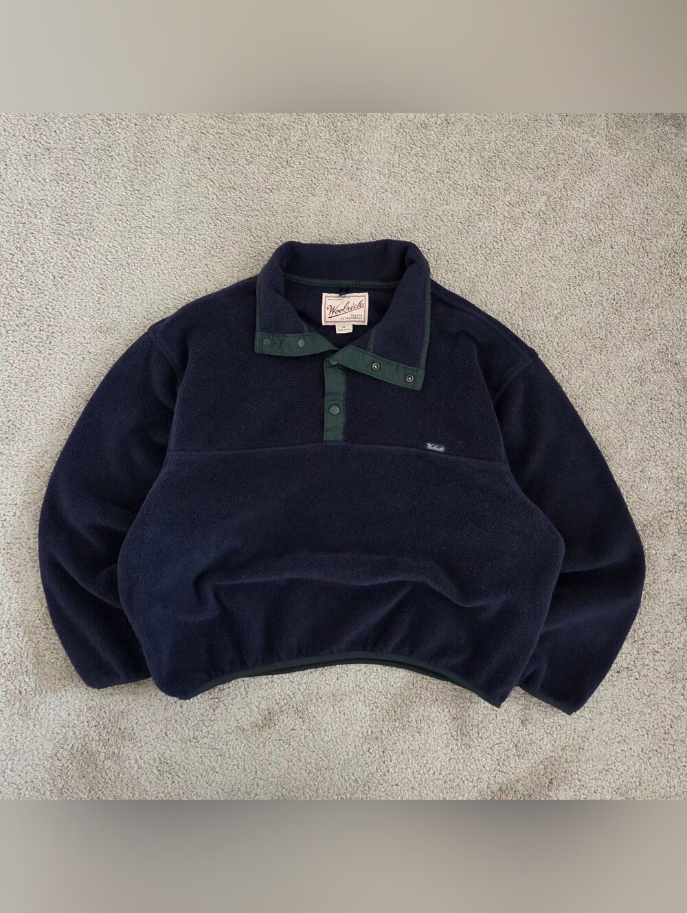 Vintage Woolrich Navy Fleece Snap-Front Pullover Men's XL